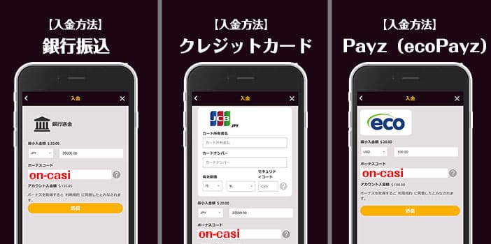 ラッキーニッキーの入金画面