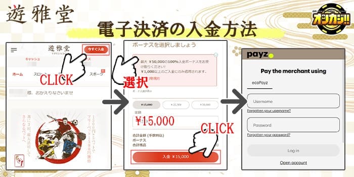 遊雅堂の電子決済の入金方法